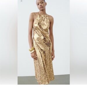 Zara Gold Zebra Print Dress